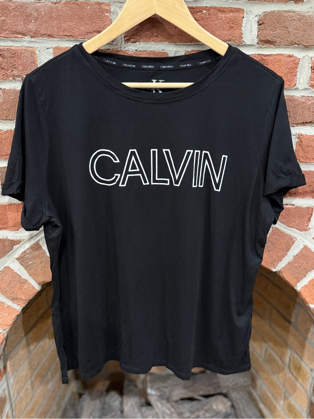 Calvin Klein Black Tee with White Outline Logo